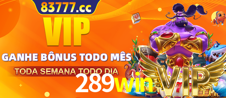Banner promocional do 289win oferecendo 100% de recompensas adicionais contínuas para quem fizer o login diário (Daily sign-in), com um mascote de coelho.
