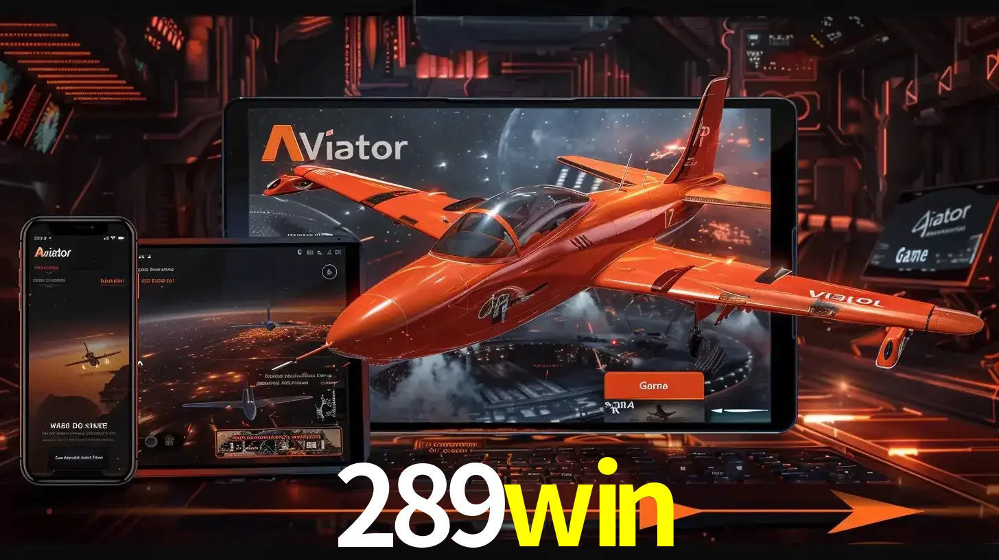 Apresentação tecnológica do jogo Aviator com um avião saindo da tela de um tablet, demonstrando a experiência imersiva em múltiplos dispositivos no 289win.