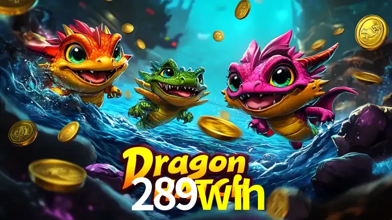 Arte promocional do jogo Dragon Hatch com três adoráveis dragões bebês nadando entre moedas de ouro, um dos slots mais divertidos para jogar no cassino 289win.