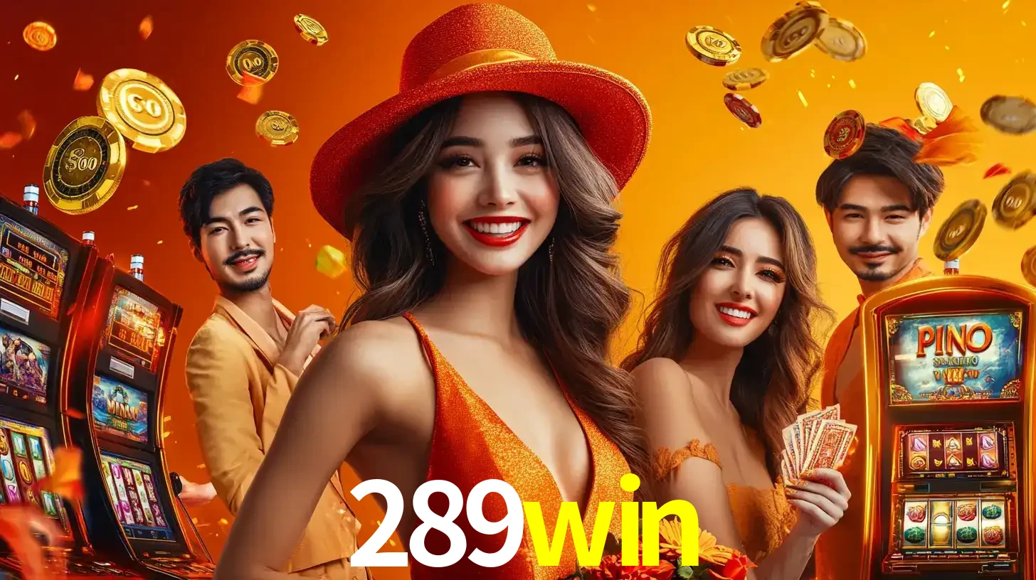 Grupo de amigos asiáticos sorrindo e se divertindo com máquinas de caça-níqueis em um ambiente festivo, celebrando suas vitórias nos jogos de cassino do 289win.